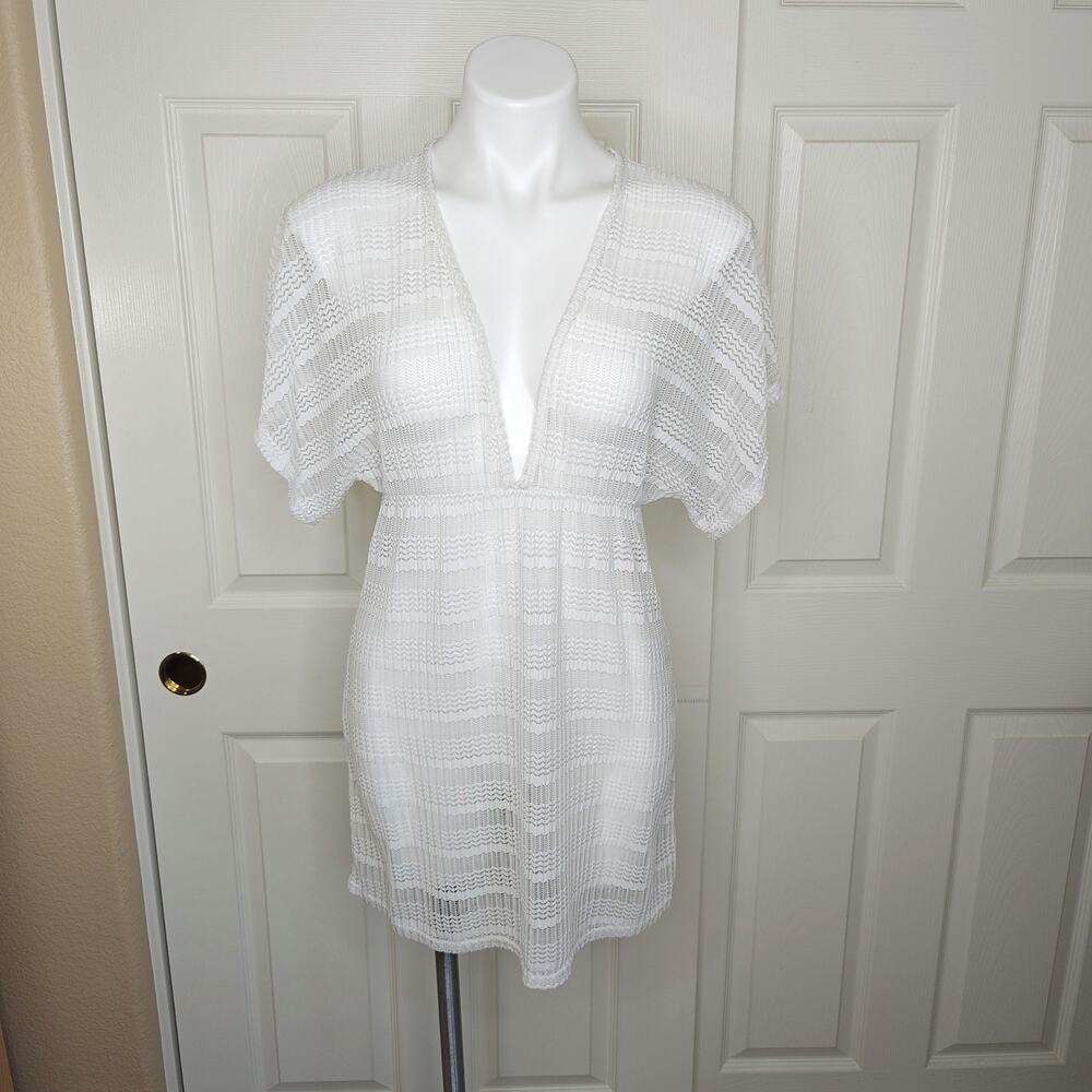 Jordan Taylor chevron V-neck textured tunic swim coverup sz S NWT